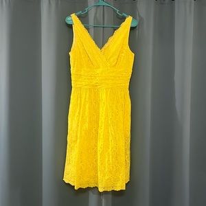 EUC beautiful bright yellow lined eyelet sundress, size 8